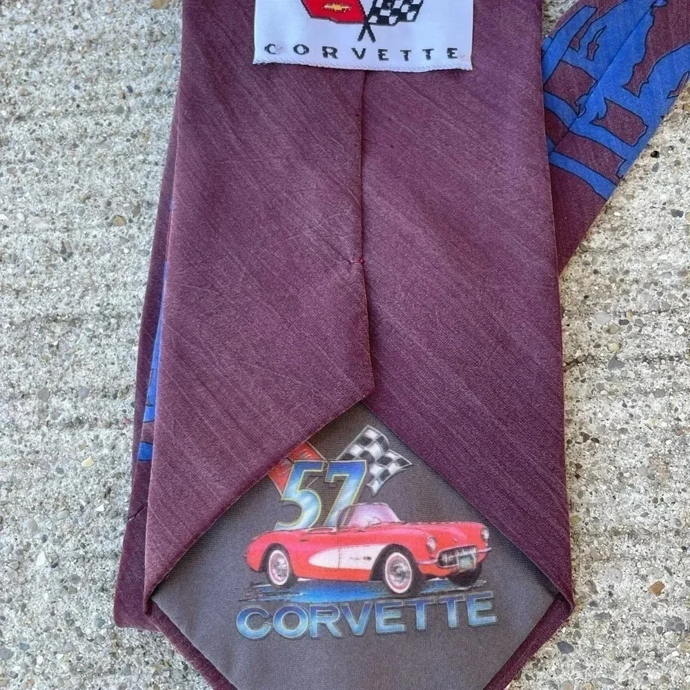 Vintage Necktie SILK Italy Roper COWBOYs Sitting on Fence '57 Corvette Mens